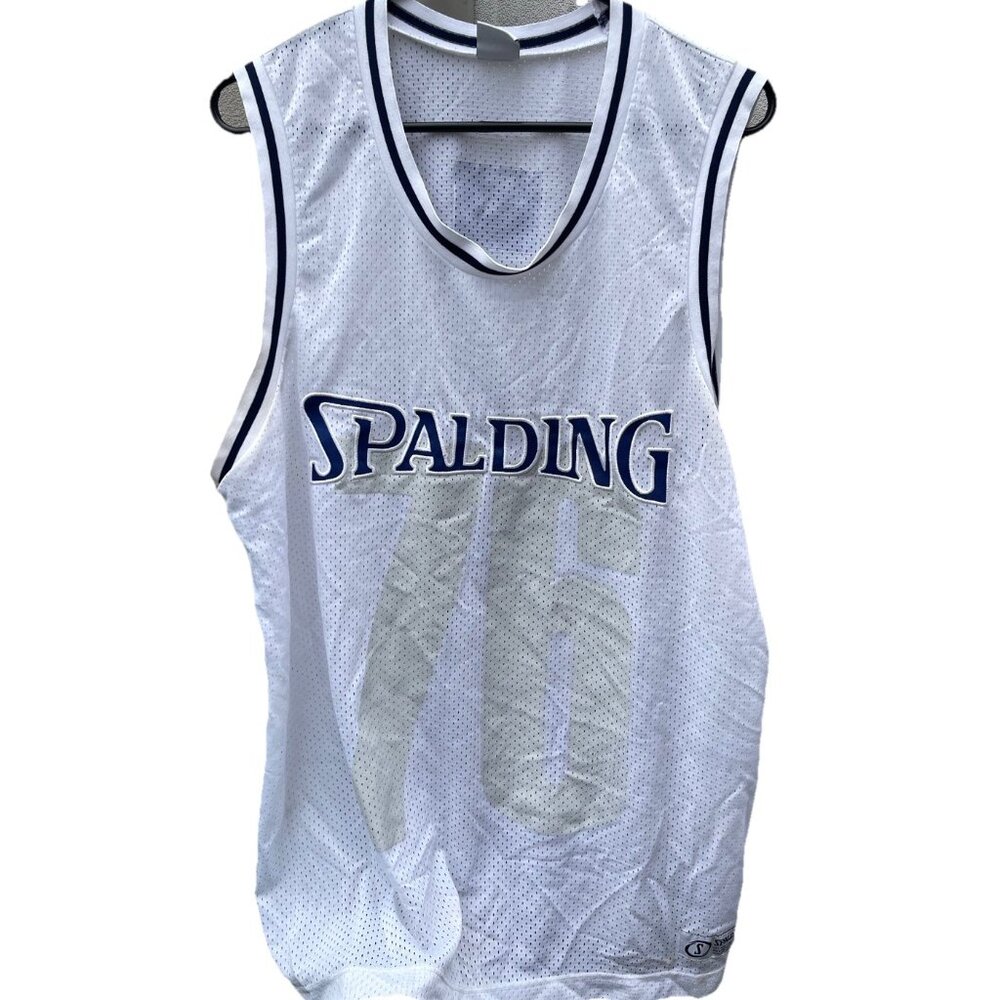 Vintage Spalding White Basketball Jersey Men’s Size Large Activewear